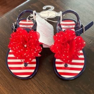 Red white and blue sandals toddler girls